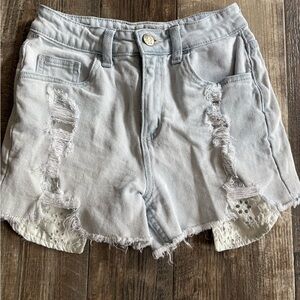 Justice Light Wash Ripped Jean Shorts